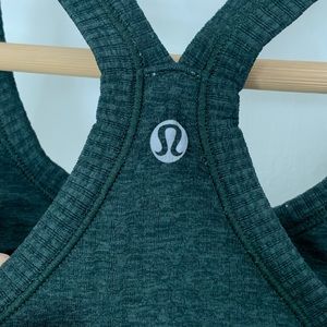 Lululemon Athletica ribbed tank with built in bra, dark green, size 4